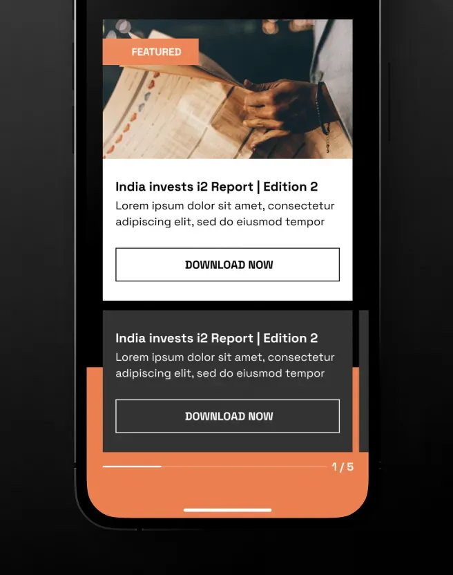 360 ONE Mobile UI 360 ONE mobile interface showing investment report and schedule call experience design
