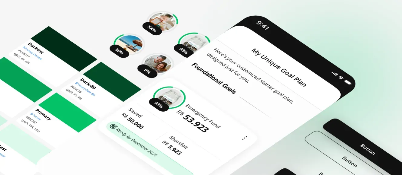 Flow Financial Planner UI Design Flow App interface screens showcasing personalised goal plans, savings progress and financial planning dashboards.
