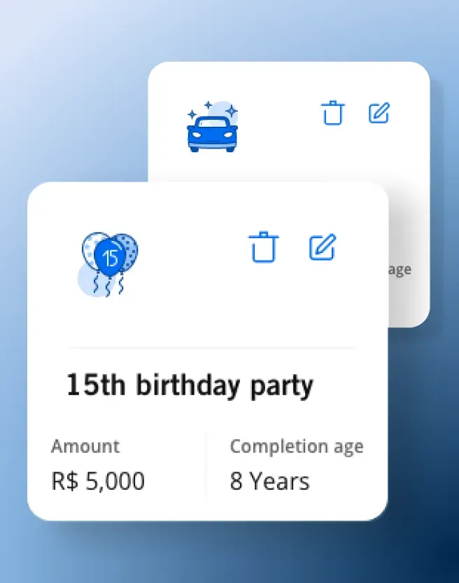 Prudential Milestone Design Prudential Financial goal planning screen showing car and birthday party milestones in the insurance product experience.