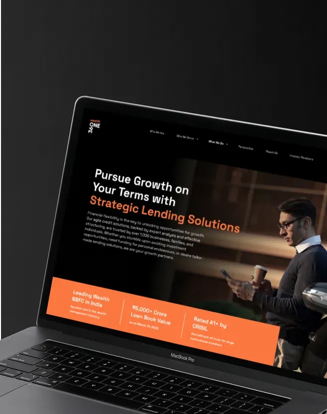 360 ONE Website Interface 360 ONE website screen showing private growth investment content and digital experience design.