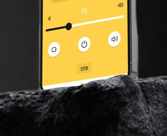 Whiteseed App Smart Home Control Whiteseed mobile interface showing smart home control for set-top box volume in a secure home experience.