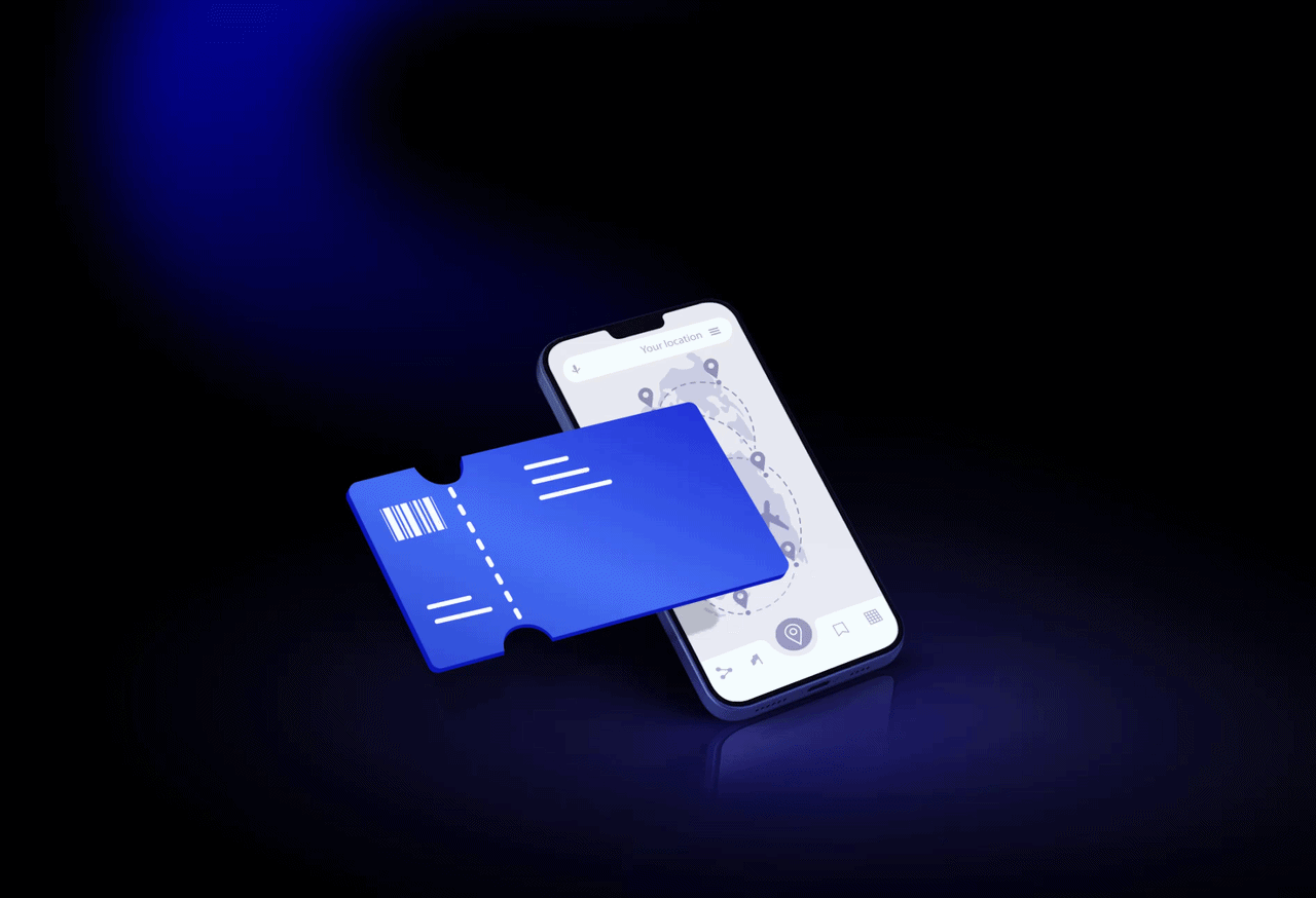 Travel and Hospitality Sector Travel and hospitality sector illustration with a flight card and mobile screen representing travel booking experiences.