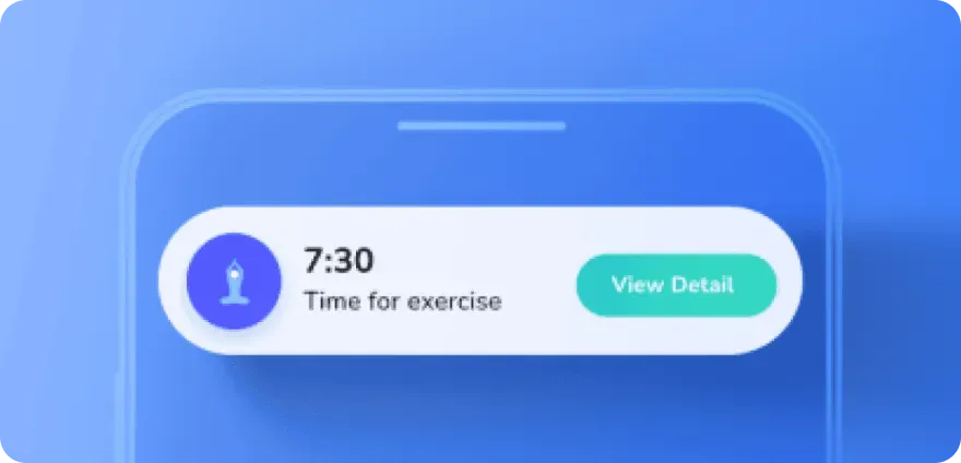 Smit.fit Reminder Screen Smit.fit mobile app screen showing personalised health reminders.