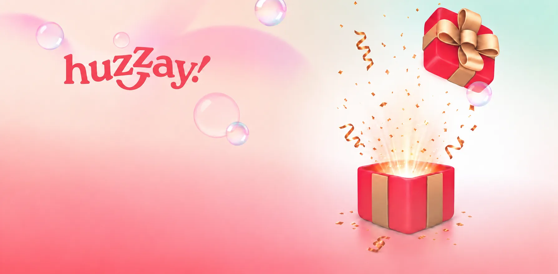 Huzzay Legacy Application Modernisation | Full-Stack Engineering Huzzay gift registry banner with open gift box and celebratory elements